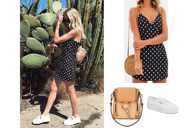 polka dot dress with sneakers