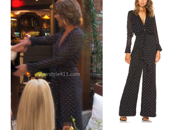 fortnite, Real Housewives of Beverly Hills, RHOBH, Lisa Rinna, Season 9, Lisa Rinna’s outfit, celebrity outfits, reality tv shows, Real Housewives of Beverly Hills outfits, bravo, reality tv clothes, Lisa Rinna's dot jumpsuit, Alexis Shona jumpsuit