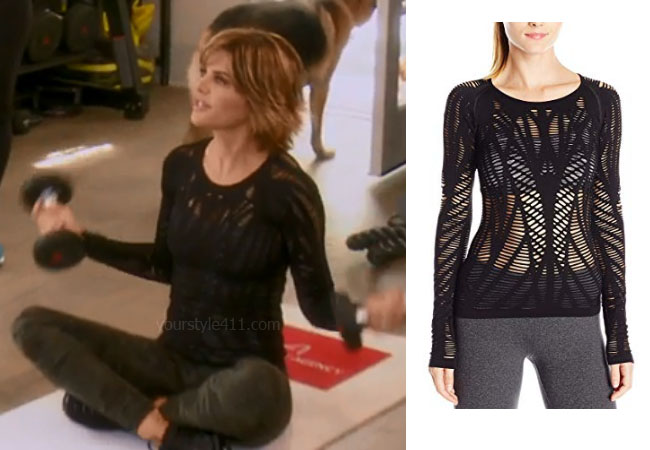 fortnite, Real Housewives of Beverly Hills, RHOBH, Lisa Rinna, Season 9, Lisa Rinna’s outfit, celebrity outfits, reality tv shows, Real Housewives of Beverly Hills outfits, bravo, reality tv clothes, Lisa Rinna's workout top, Alo Yoga Wanderer Long Sleeve Top, #GOT, Game of Thrones