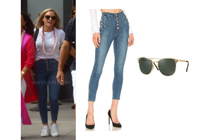 fortnite, Real Housewives of Beverly Hills, RHOBH, Teddi Mellencamp, Season 9, Teddi Mellencamp’s outfit, celebrity outfits, reality tv shows, Real Housewives of Beverly Hills outfits, bravo, reality tv clothes, Teddi Mellencamp's jeans, Teddi's sunglasses,, J Brand Natasha Jeans, Ray-Ban Square Metal Sunglasses