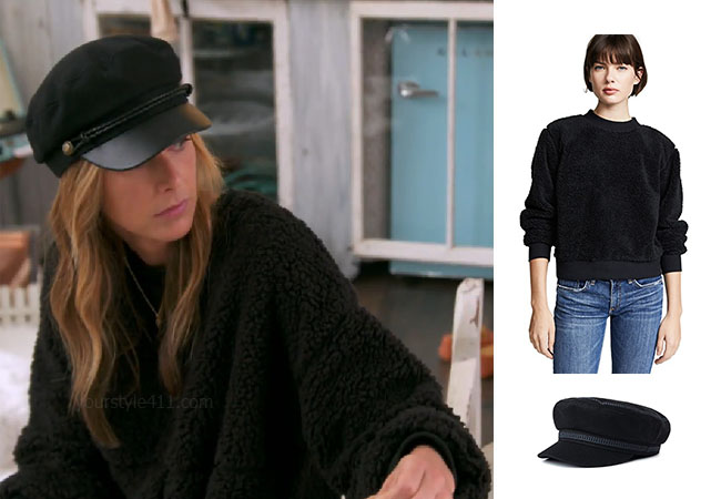 Southern Charm, Bravo TV, Cameran Eubanks, Star Style, fortnite, Reality TV, Chelsea Meissner, Chelsea Meissner's outfits, Chelsea Meissner's clothes, Rag and Bone Teddy Sherpa Pullover, Brixton Fiddler Cap