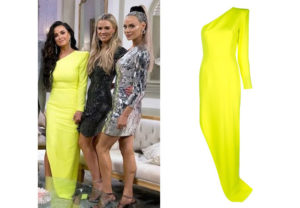 fortnite, Real Housewives of Beverly Hills, RHOBH, Kyle Richards, Season 9, Kyle Richards’ outfit, celebrity outfits, reality tv shows, Real Housewives of Beverly Hills outfits, bravo, reality tv clothes, Bravo After Show, Kyle's neon yellow dress, Kyle's dress at reunion, Alex Perry structured one shoulder gown