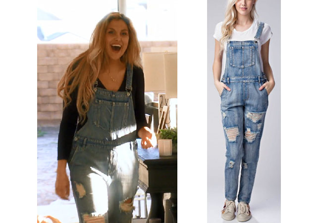 Gina Kirschenheiter, Real Housewives of Orange County, RHOC, Kelly Dodd's outfit, Kelly Dodd's clothes, Tamra Judge, Bravotv, Bravo Nation, Gina's overalls, Honey Punch distressed overalls