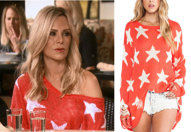 Tamra Judge, Real Housewives of Orange County, RHOC, Kelly Dodd, Tamra Judge's clothes, Tamra Judge, Bravotv, Bravo Nation, Season 14, Tamra's Red Star Sweater, Wildfox Lennon Sweater
