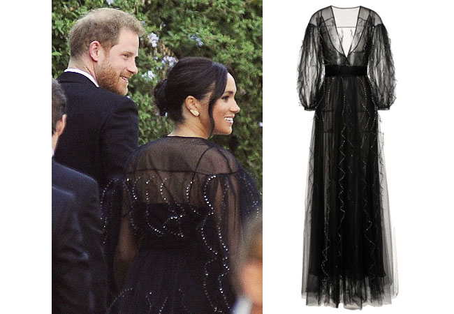 Meghan Markle, Duchess of Sussex, Suits, HRH, Harry, Meghan and Harry, US Open, Serena Williams, Meghan Markle's clothes, Meghan Markle's outfits, Meghan's denim dress, Meghan's dress at Misha Nonoo's WEdding, Valentino Puff Sleeve Embroidered Tulle Gown