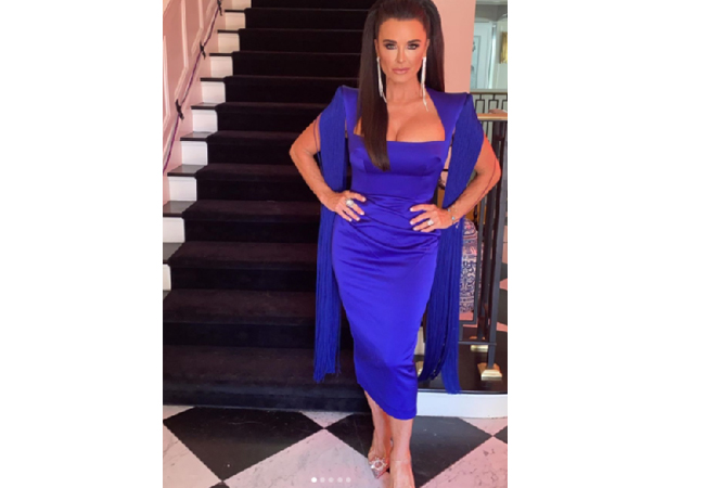 Kyle Richards; Real Housewives of Beverly Hills; RHOBH; Season 10 Reunion; Alex Perry Delany Dress; Kyle's Blue Dress at Reunion