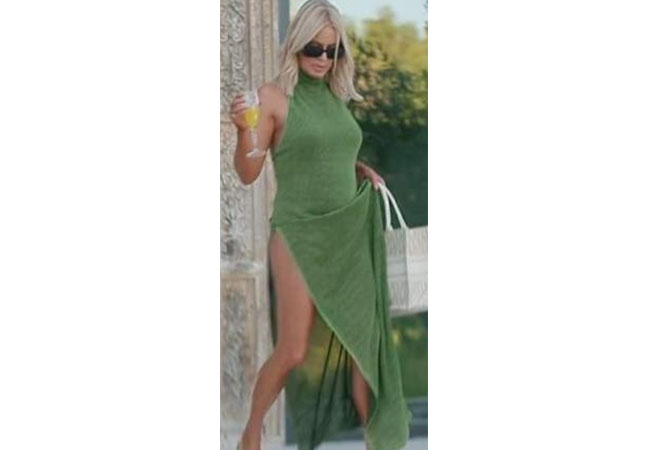 Real Housewives of Dubai, Caroline Stanbury's Turtleneck Dress, Oseree turtleneck dress, Oseree, celebrity fashion, reality shows